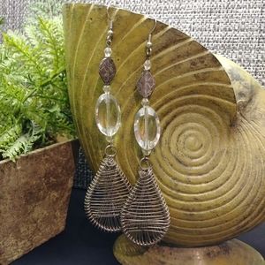 Artisan Crystal & Wire Statement Earrings